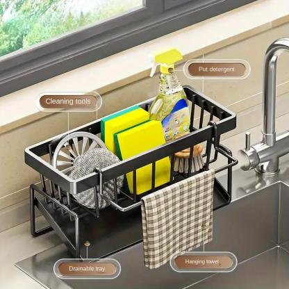🌟 Say Goodbye to Clutter-49% OFF-✨ Stainless Steel Kitchen Sink Storage Rack – For a Neat, Organized Kitchen! 🌟