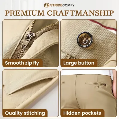 Men's Stretch Khaki Pants with Elastic Waistband-PLAWLTD