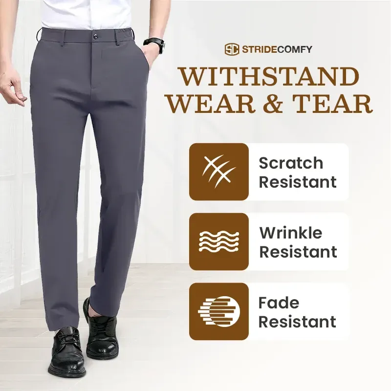 Men's Stretch Khaki Pants with Elastic Waistband-PLAWLTD