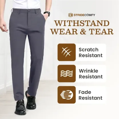 Men's Stretch Khaki Pants with Elastic Waistband-PLAWLTD
