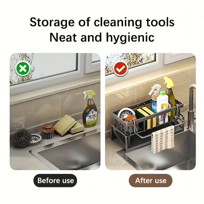 🌟 Say Goodbye to Clutter-49% OFF-✨ Stainless Steel Kitchen Sink Storage Rack – For a Neat, Organized Kitchen! 🌟