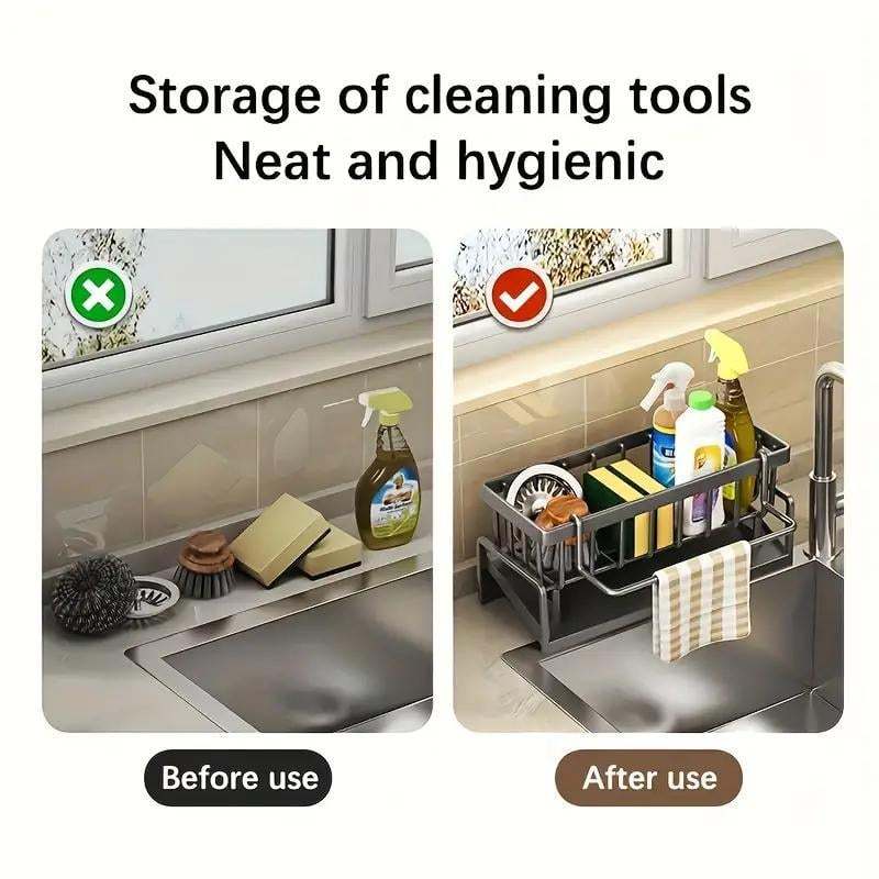 🌟 Say Goodbye to Clutter-49% OFF-✨ Stainless Steel Kitchen Sink Storage Rack – For a Neat, Organized Kitchen! 🌟