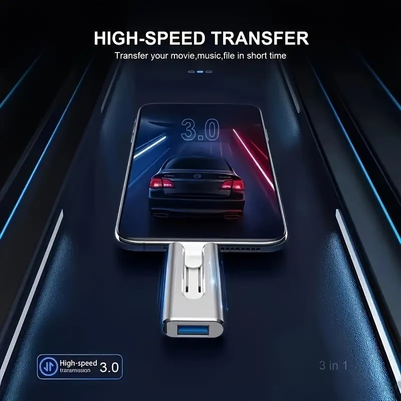 32~256GB Micro USB + 8 Pin + USB 3.0 4 in 1 Mobile Phone Computer U-Disk-PLAWLTD