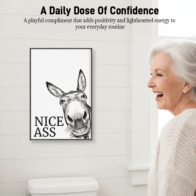 🐴The "Nice Ass" Cheeky Donkey Bathroom Canvas Art Hidden Humour for Pure Joy