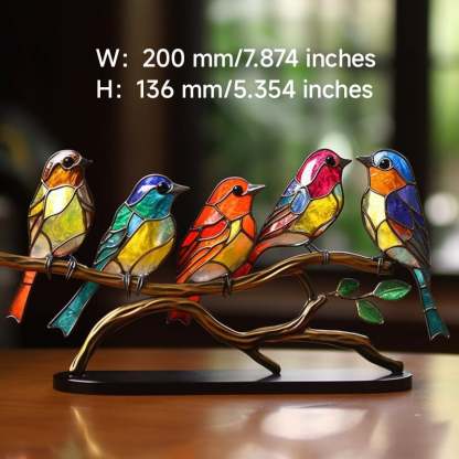 🎉49% OFF ! 🌈Stained Glass Birds on Branch Desktop Ornaments 🕊️✨-PLAWLTD