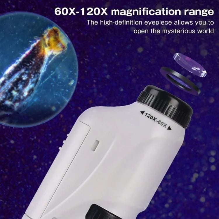 ✨This Week's Special Price 💥 Kid's Portable Pocket Microscope With Adjustable Zoom 60-120x