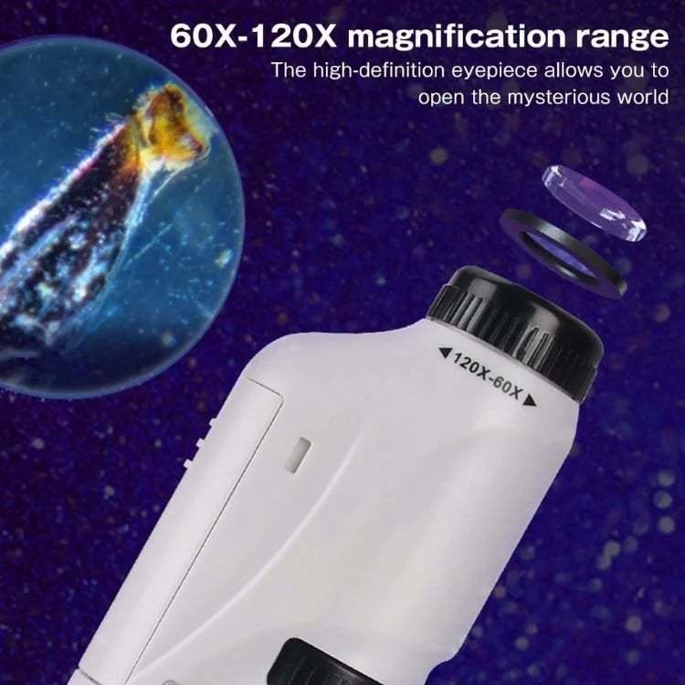 ✨This Week's Special Price 💥 Kid's Portable Pocket Microscope With Adjustable Zoom 60-120x