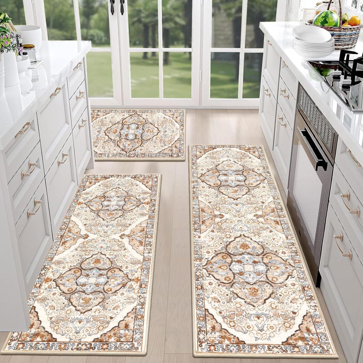 💖💖Boho Washable Kitchen Rugs Sets of 3 - Non Slip Kitchen Rugs-PLAWLTD