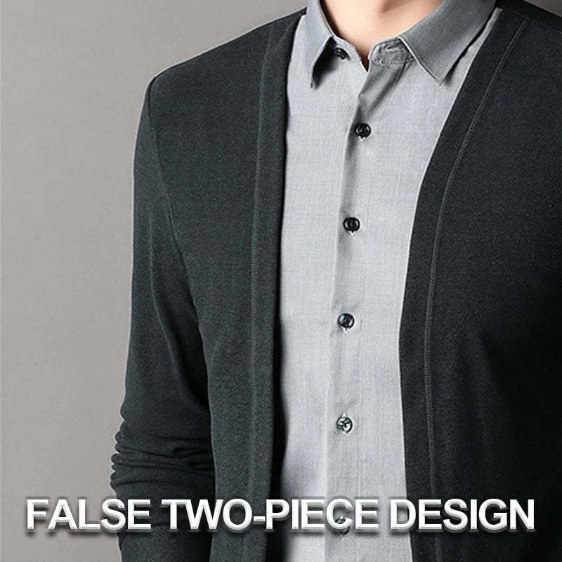 🔥Men's fake two-piece shirt collar knitted cardigan! 👔✨58% OFF!-PLAWLTD