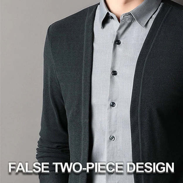 🔥Men's fake two-piece shirt collar knitted cardigan! 👔✨58% OFF!