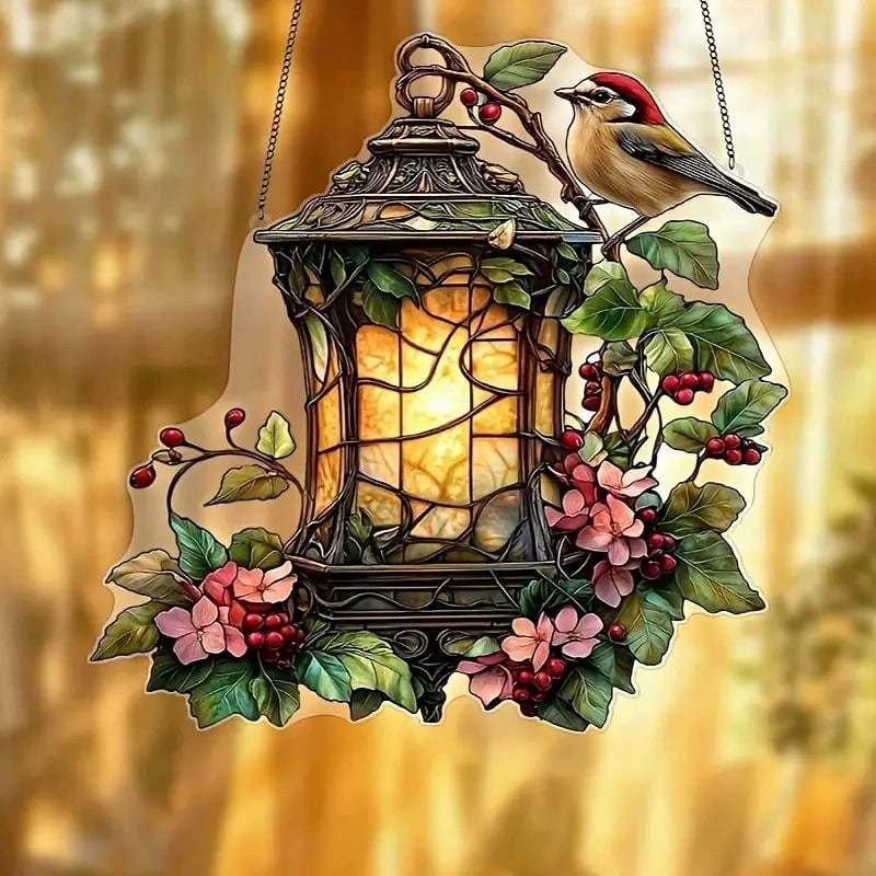 🕯️🐦Lantern Robin Stained Art Ornament (8 inches)-PLAWLTD