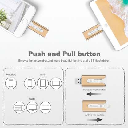 32~256GB Micro USB + 8 Pin + USB 3.0 4 in 1 Mobile Phone Computer U-Disk-PLAWLTD