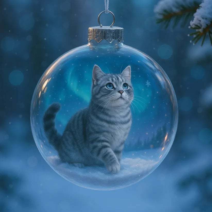 🎁Buy 3 Get 1 FREE - Cute Cat Christmas Glass Ornaments Collection