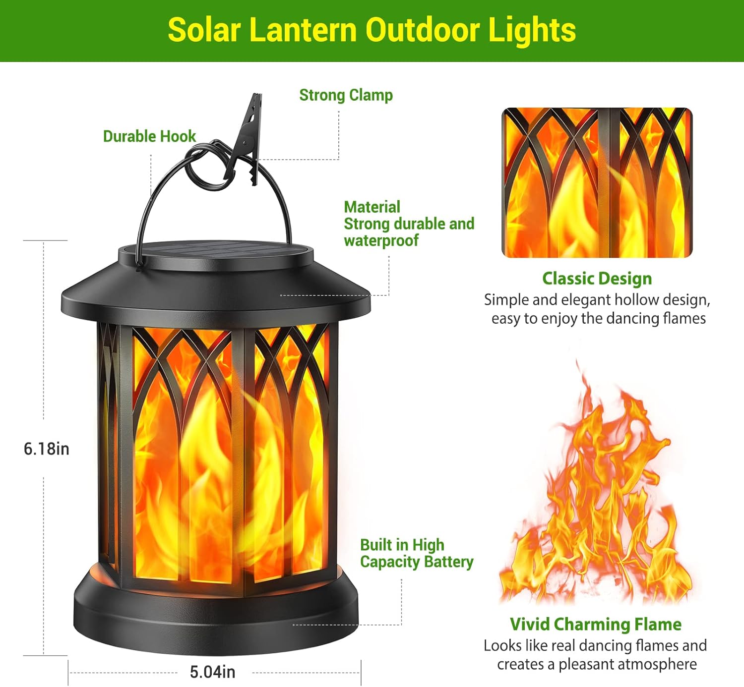 🔥LAST DAY 49% OFF🔥 upgraded flickering flame solar lantern outdoor waterproof light-PLAWLTD