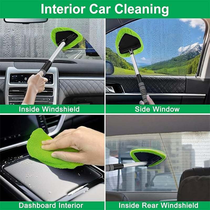 🔥Christmas promotion🚘Windshield cleaning tool with 4 microfiber pads and a retractable handle