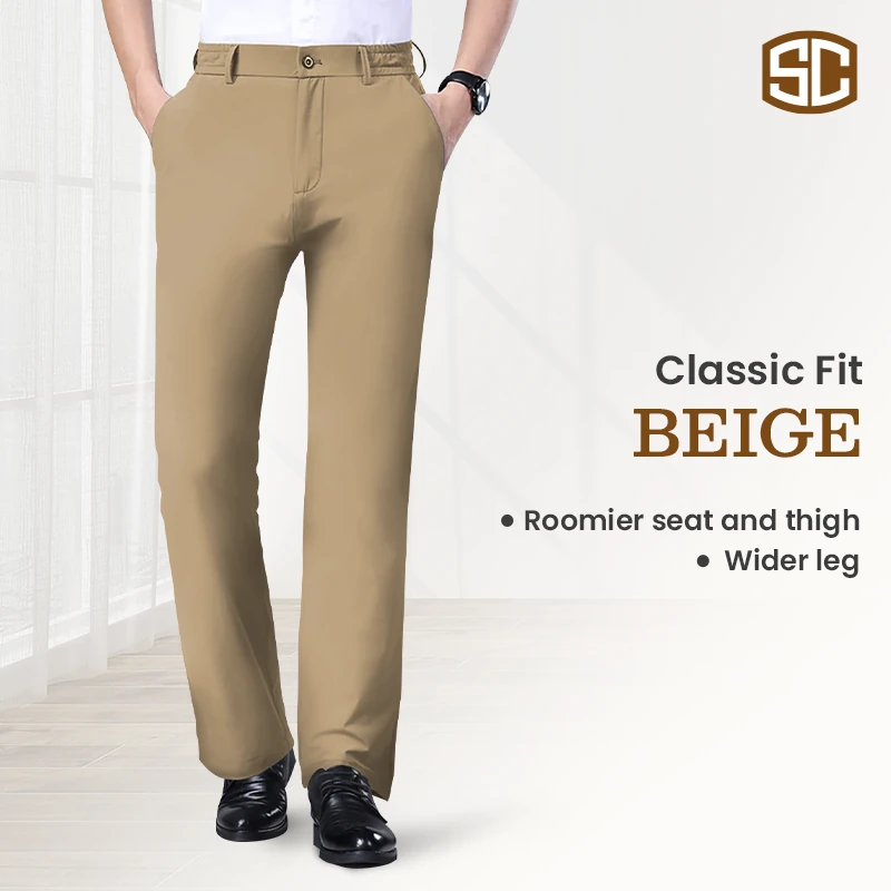 Men's Stretch Khaki Pants with Elastic Waistband-PLAWLTD
