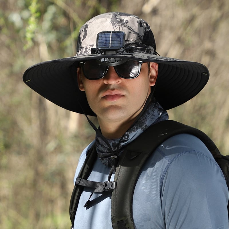 🔥Father's Day Sale 49% OFF - Wide Brim Solar Fan Outdoor Fishing Hat-Solar & USB Charging-PLAWLTD