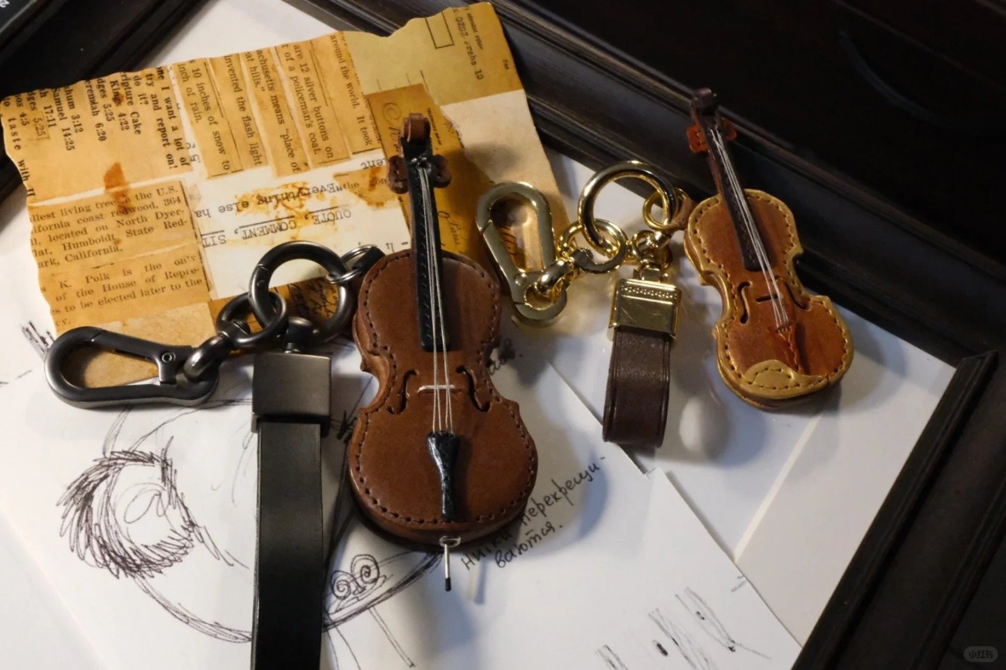 Crafted Leather Violin & Cello Keychain
