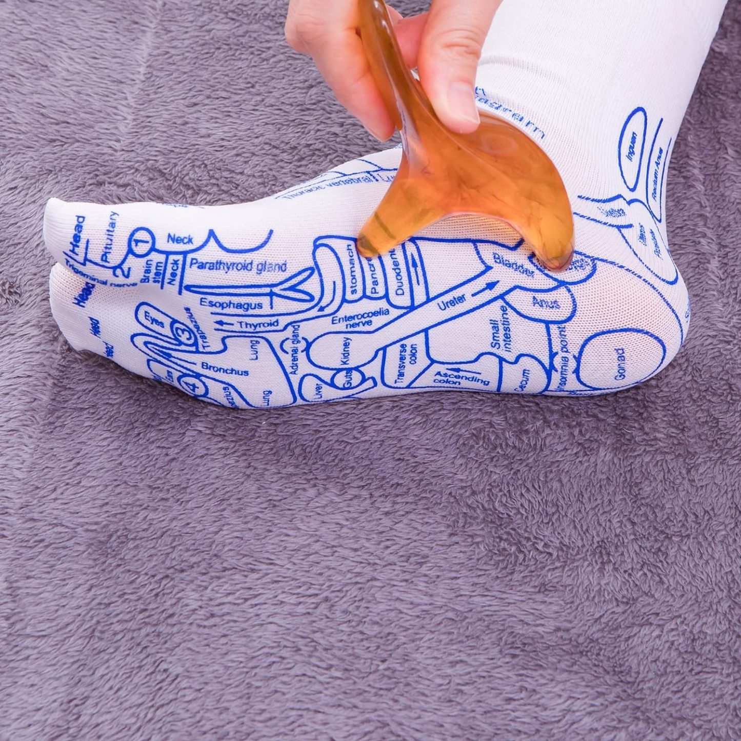 Reflexology Chart Socks with Trigger Point Massage Tool-PLAWLTD