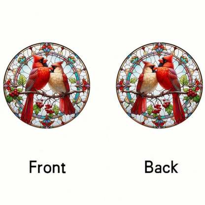 Lovebirds Cardinal Stained Hanging Decor (8 inches)-PLAWLTD