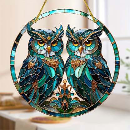 Wise Owls Double Hanging Ornament (8 inches)-PLAWLTD