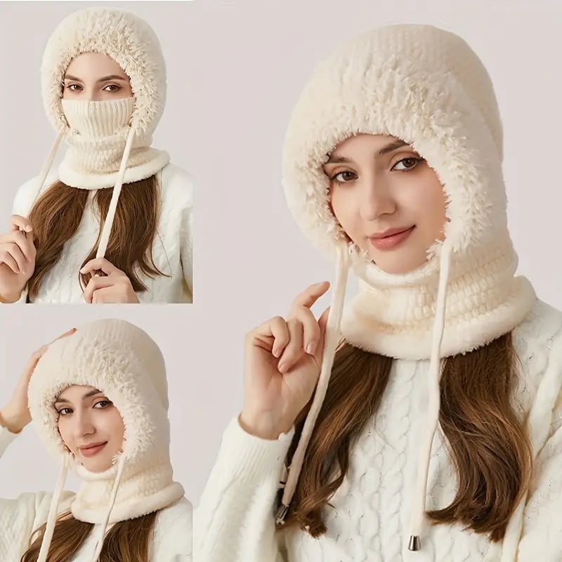 🧣3-in-1 Women's Beanie Hat with Scarf & Mask – Cozy Winter Essential