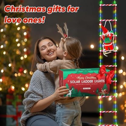 🎅🎄Christmas Decorative Ladder Lights with Climbing Santa Claus