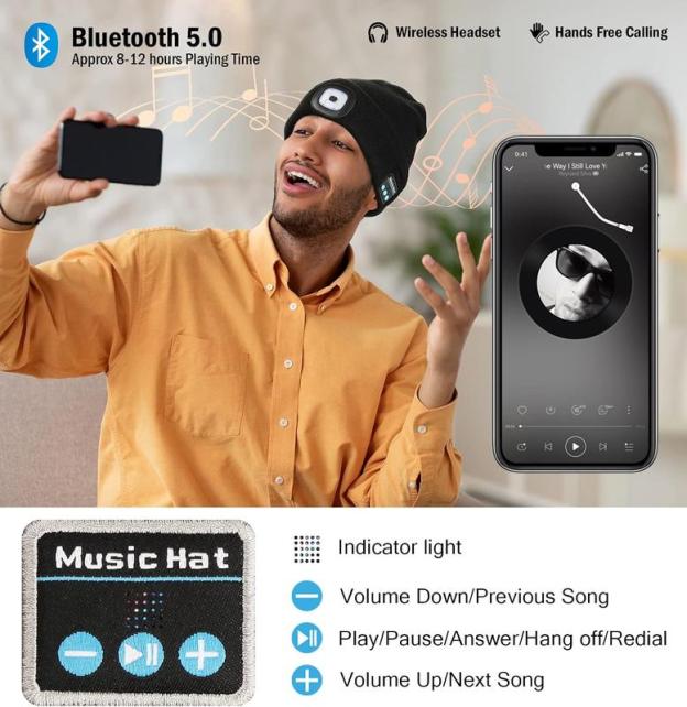 🎄Hot Sale 49% OFF-2024 LED Bluetooth Beanie
