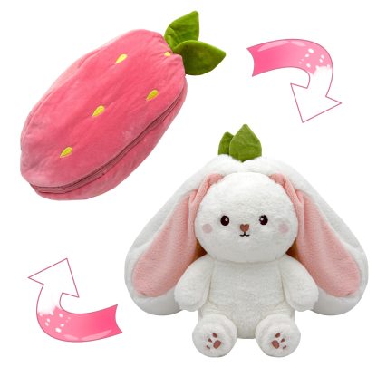 🍓Strawberry Bunny Transformed into Little Rabbit🐰Fruit Doll Plush Toy
