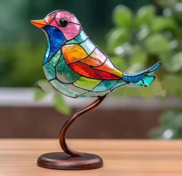 🎉49% OFF ! 🌈Stained Glass Birds on Branch Desktop Ornaments 🕊️✨-PLAWLTD