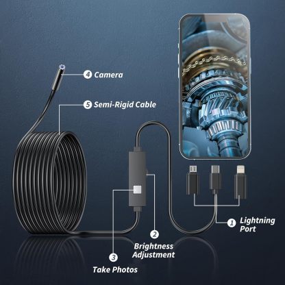 🔎 Plug and play endoscope camera – compatible with Android, iPhone and iPad