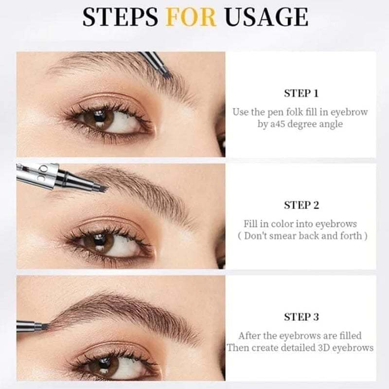 🎁3D Waterproof Microblading Eyebrow Pen 4 Fork Tip Tattoo Pencil