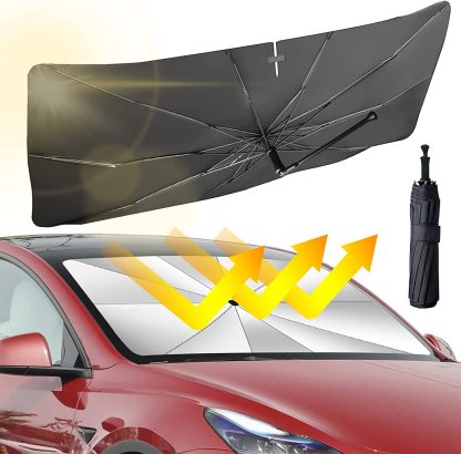 Car Windshield Sun Shade Umbrella - Foldable Car Umbrella Sunshade Cover UV Block Car Front Window (Heat Insulation Protection) for Auto Windshield Covers Most Cars-PLAWLTD