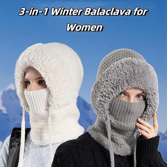🧣3-in-1 Women's Beanie Hat with Scarf & Mask – Cozy Winter Essential