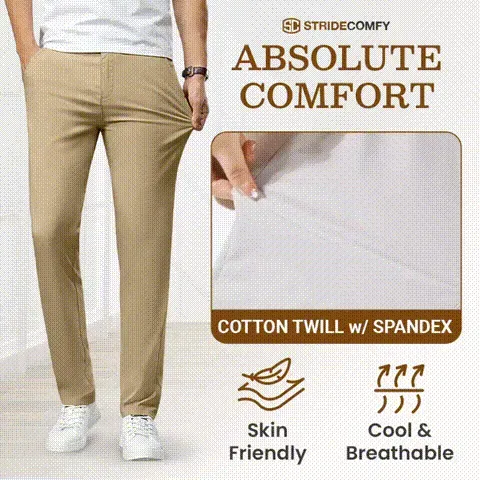 Men's Stretch Khaki Pants with Elastic Waistband-PLAWLTD