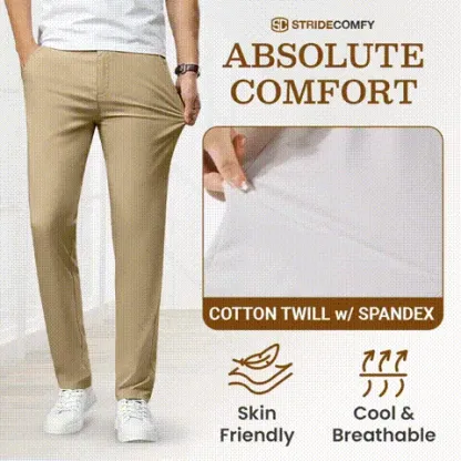 Men's Stretch Khaki Pants with Elastic Waistband-PLAWLTD