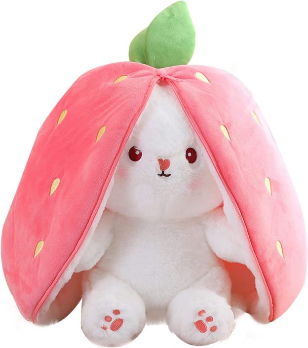 🍓Strawberry Bunny Transformed into Little Rabbit🐰Fruit Doll Plush Toy
