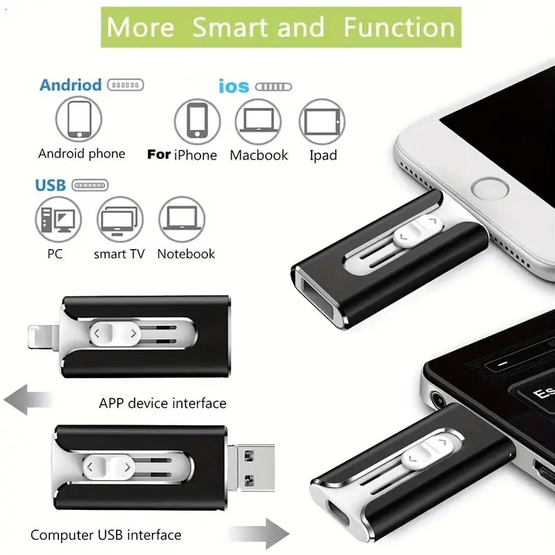 32~256GB Micro USB + 8 Pin + USB 3.0 4 in 1 Mobile Phone Computer U-Disk-PLAWLTD