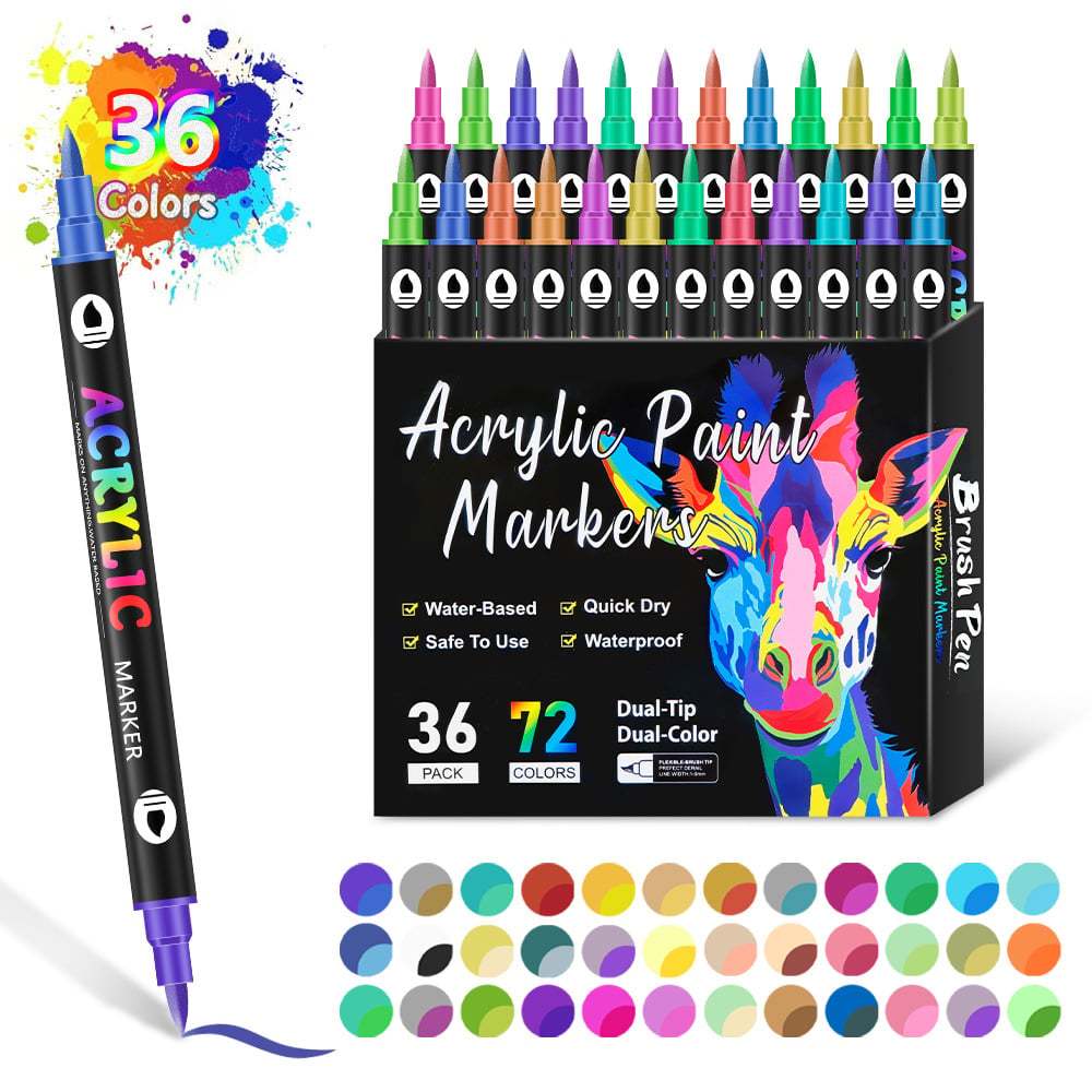 🔥Last Day Promotion-49%OFF - Dual Tip Acrylic Paint Pen Marker - 24/48/72 Colours-PLAWLTD