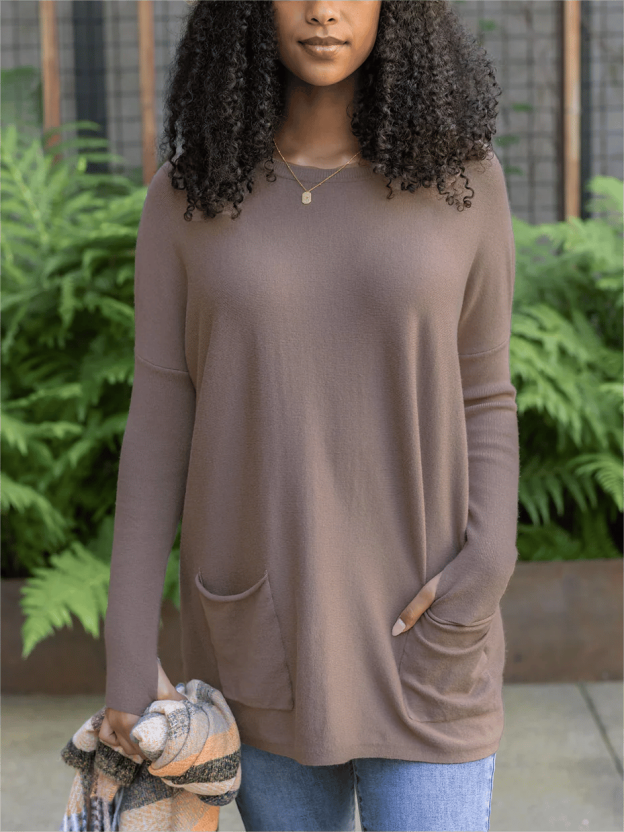 💥LONG SLEEVE THUMBHOLE SWEATER POCKET TUNIC💥