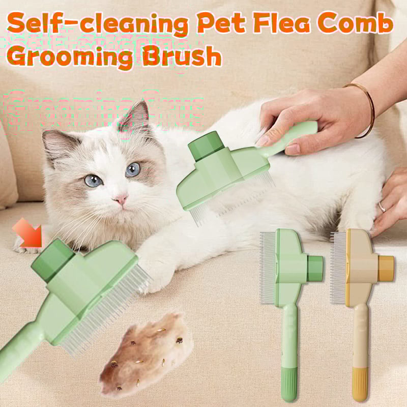 🔥Self-cleaning Pet Flea Comb Grooming Brush-PLAWLTD