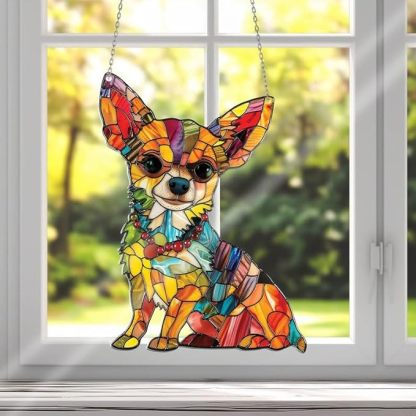 🌞🐕‍🦺Cute Chihuahua Suncatcher