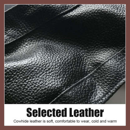 Men's Genuine Leather Multi-Pocket V-Neck Vest