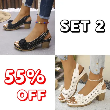 🔥Best Seller-Last Day Sale 60% OFF🔥 Buckled Square Heel Sandals for Women
