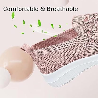 🔥Last Day 60% OFF-Women's Knitted Embroidery Casual Walking Sneakers,Lightweight Breathable Mesh Slip On Orthopedic Soft Sole Shoes (Buy 2 Free Shipping)-PLAWLTD