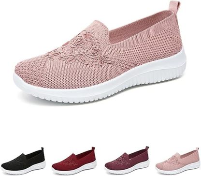 🔥Last Day 60% OFF-Women's Knitted Embroidery Casual Walking Sneakers,Lightweight Breathable Mesh Slip On Orthopedic Soft Sole Shoes (Buy 2 Free Shipping)-PLAWLTD