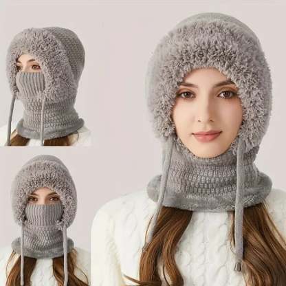 🧣3-in-1 Women's Beanie Hat with Scarf & Mask – Cozy Winter Essential