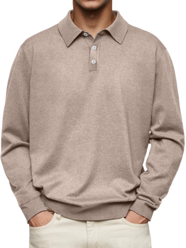 ❄️Winter Sales 70%OFF🔥Men's Casual and Comfortable Solid Color Lapel Long Sleeve POLO Shirt