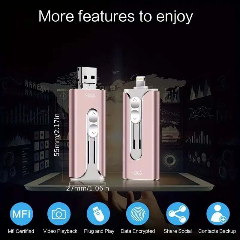 32~256GB Micro USB + 8 Pin + USB 3.0 4 in 1 Mobile Phone Computer U-Disk-PLAWLTD