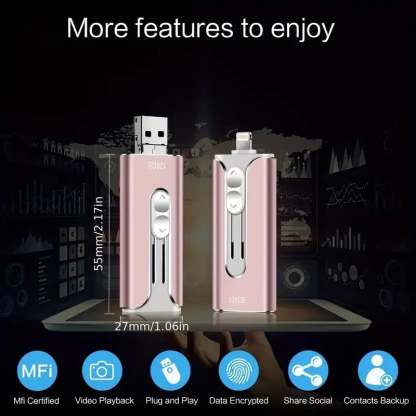 32~256GB Micro USB + 8 Pin + USB 3.0 4 in 1 Mobile Phone Computer U-Disk-PLAWLTD